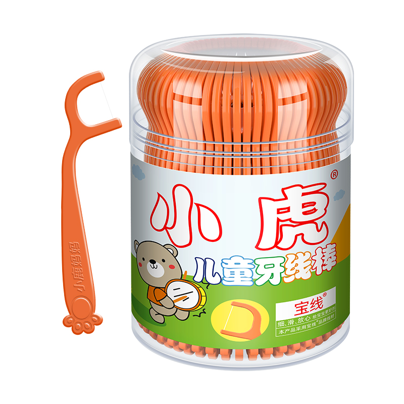 小熊儿童牙线棒50支_桶装